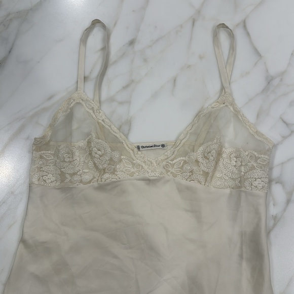 Vintage Christian Dior Lingerie Top/Short Night Dress Lace Cream - Picture 3 of 5